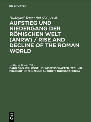 cover image of Philosophie, Wissenschaften, Technik. Philosophie (Einzelne Autoren; Doxographica)